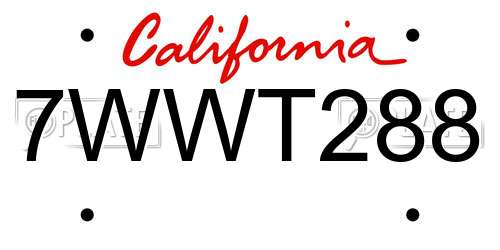 7WWT288 California License Plate