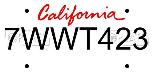 7WWT423 California License Plate