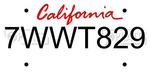 7WWT829 California License Plate