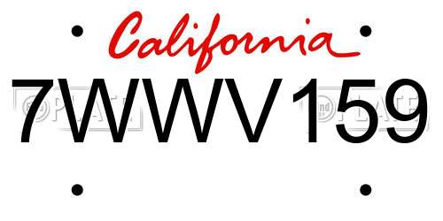 7WWV159 California License Plate