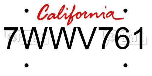 7WWV761 California License Plate