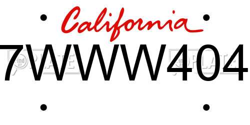 7WWW404 California License Plate