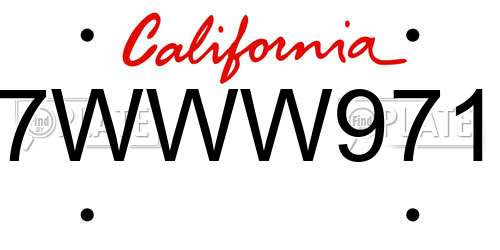 7WWW971 California License Plate