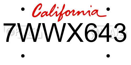7WWX643 California License Plate