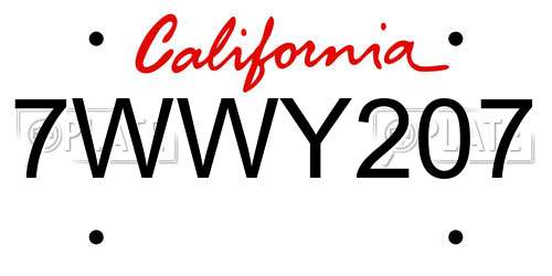 7WWY207 California License Plate