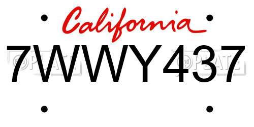 7WWY437 California License Plate