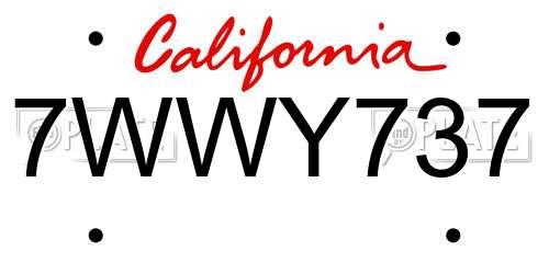 7WWY737 California License Plate