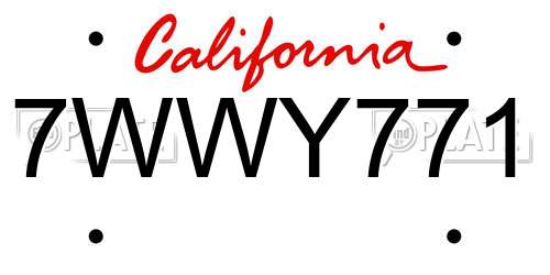 7WWY771 California License Plate