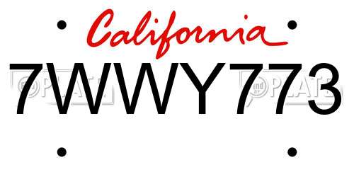 7WWY773 California License Plate