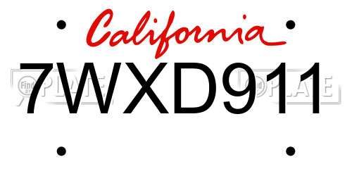 7WXD911 California License Plate