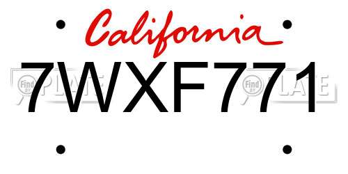 7WXF771 California License Plate