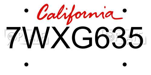 7WXG635 California License Plate