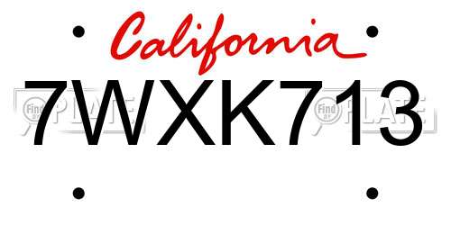 7WXK713 California License Plate