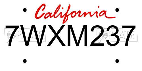 7WXM237 California License Plate