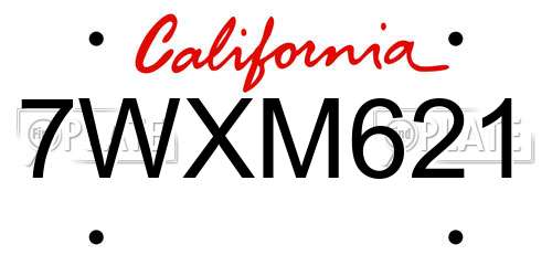 7WXM621 California License Plate