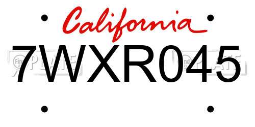 7WXR045 California License Plate