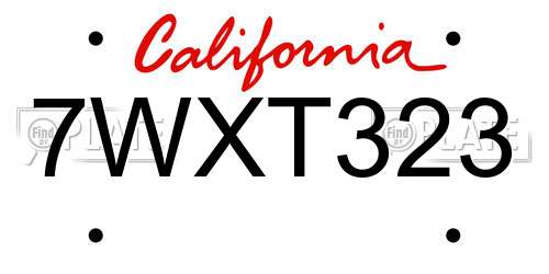 7WXT323 California License Plate