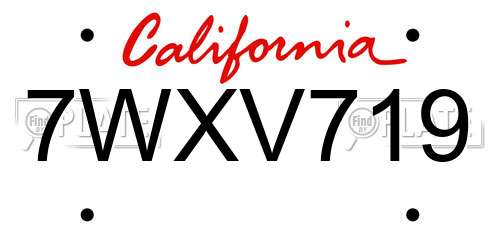 7WXV719 California License Plate