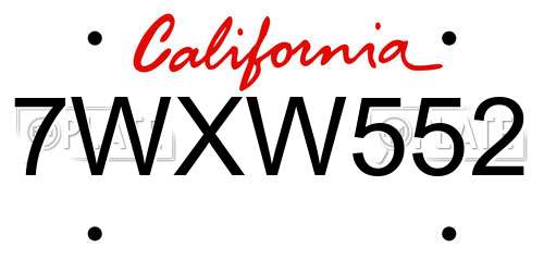 7WXW552 California License Plate