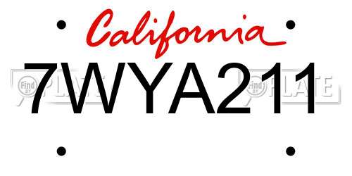 7WYA211 California License Plate