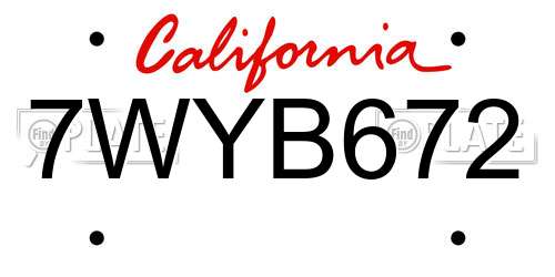7WYB672 California License Plate