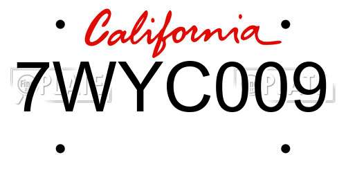 7WYC009 California License Plate