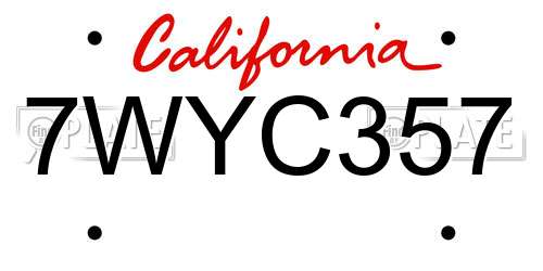 7WYC357 California License Plate
