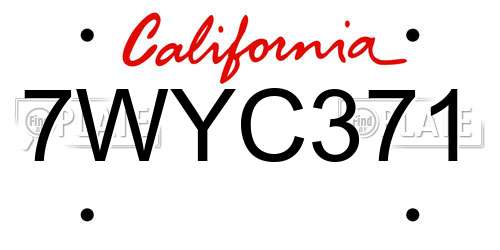 7WYC371 California License Plate