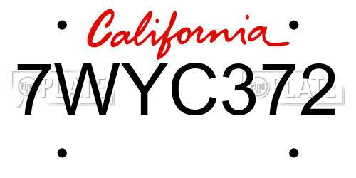 7WYC372 California License Plate