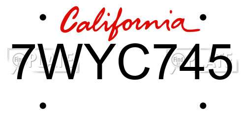7WYC745 California License Plate