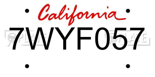 7WYF057 California License Plate