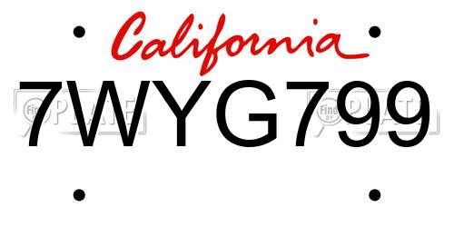 7WYG799 California License Plate