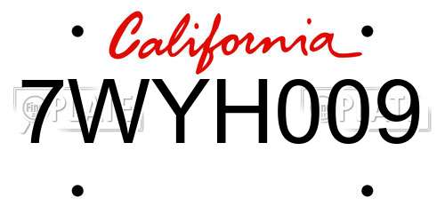 7WYH009 California License Plate