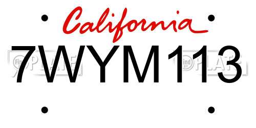 7WYM113 California License Plate