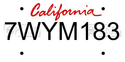 7WYM183 California License Plate