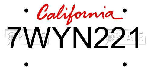 7WYN221 California License Plate