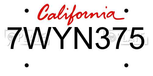 7WYN375 California License Plate
