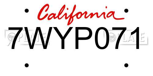 7WYP071 California License Plate