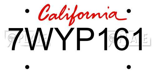7WYP161 California License Plate