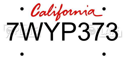 7WYP373 California License Plate