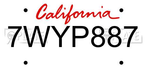 7WYP887 California License Plate