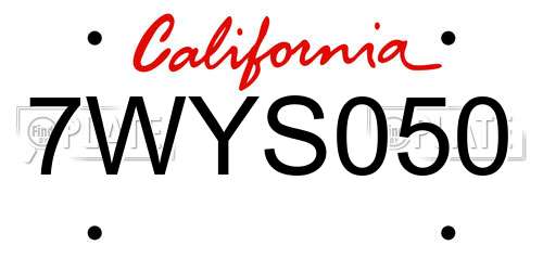 7WYS050 California License Plate