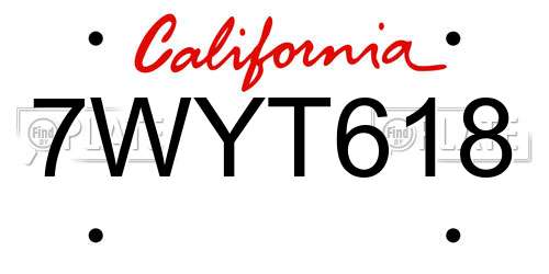 7WYT618 California License Plate