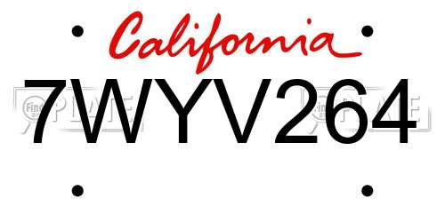 7WYV264 California License Plate