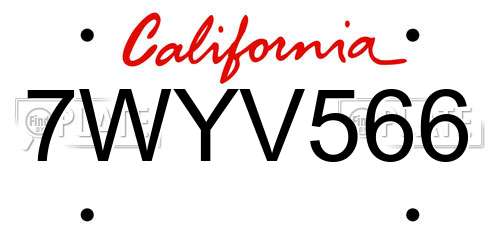 7WYV566 California License Plate