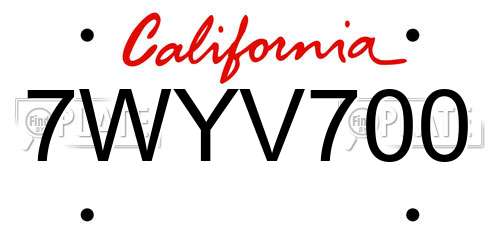 7WYV700 California License Plate