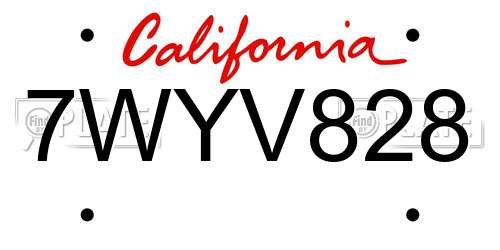 7WYV828 California License Plate