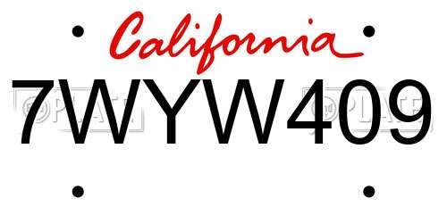 7WYW409 California License Plate