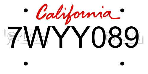 7WYY089 California License Plate