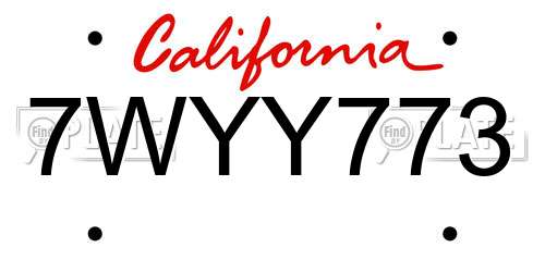 7WYY773 California License Plate